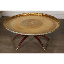 Exquisite Large Moroccan Round Brass Tray Table On Folding Stand Decaso Brass Tray Table Brass Round Table Brass Tray