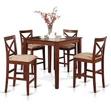 East West Furniture Pubs5brnc 5piece Counter Height Dining Table Set Brown Con Counter Height Dining Table Solid Wood Dining Table Square Dining Room Table