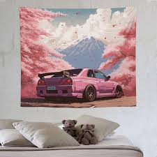 Amazon.com: FeoYoed Car Tapestry Wall Hanging Decor Wall Art for Bedroom  Living Room Dorm Picnic Japan Jdm Car R34 Pink Cherry Tree Mount Fuji  50x60 : Home & Kitchen
