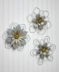 Metal tree wall art, 2 face decor, metal wall decor, 3 pieces wall hangings 5385. Wire Set Of 3 Rustic Hanging Flowers Nature Metal Wall Art Ebay