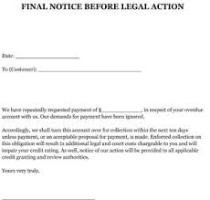 Final Notice Before Legal Action Letter Sample Small Business Free Forms