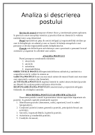 Codul muncii republicat si actualizat la zi. Doc Analiza Si Descrierea Postului Tatiana MinÄƒscurtÄƒ Academia Edu