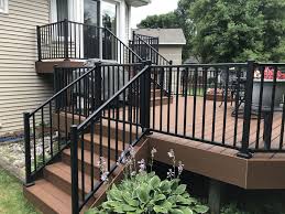Black Aluminum Deck Railing Baluster Trex Deck In Saddle In 2020 Trex Deck Aluminum Railing Deck Deck Designs Backyard