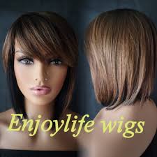 Human hair 2 tone bang bob wig