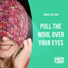 To wrinkle one's brow, especially by frowning. Idiom Land Pull The Wool Over Someone S Eyes Means To