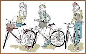 Amazon Com Cross Stitch Chart Womans Love Bicycles Only