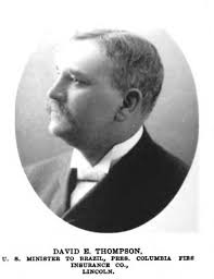 David Eugene "DE" Thompson (1854-Michigan/1942-California). DE Thompson  came to Lincoln in the early 1870's. Originally a brakeman with the  Burlington Railroad, he later became the superintendent of its division  west of the