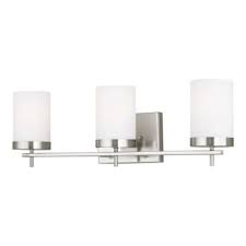Sea Gull Lighting Zire 24 Inch 3 Light Brushed Nickel Vanity Light Etched Glass Hd Supply
