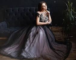This dreamy design from paolo sebastian breaks all how beautiful is the blaine + stevie combination from martina liana? Black Wedding Dress Etsy