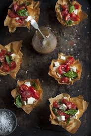 Caprese Salad In Phyllo Baskets With An Olive Tapenade Vinaigrette Recipe Caprese Salad Food Recipes