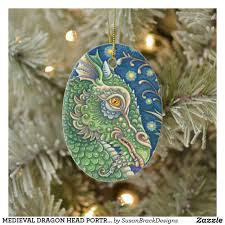 Whether a themed party or new year's eve, these christmas dragon ornament never fail to impress. Medieval Dragon Head Portrait Whimsical Fantasy Ceramic Ornament Zazzle Com Ceramic Ornaments Medieval Dragon Ornaments