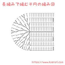 長編みで編む半円の基本の編み図 編み 図 編み物 モチーフ 図