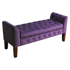 Velvet Tufted Storage Settee Bench Purple Bedrooms Purple Furniture Storage Bench Seating