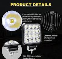 RIGIDON 2 Pcs Mini Faro da Lavoro Led, 3.3 Pollici 48W Spot Luci a Led,  Fari di Profondità, Tripla Fila Barra Fuoristrada Per Auto Trattore  Escavatore ...