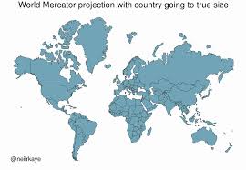 A large colorful map of the world. Mercator Misconceptions Clever Map Shows The True Size Of Countries