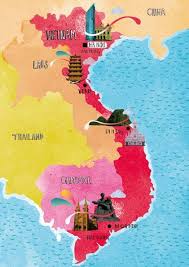 Vietnam Illustrated Map Unknown Author Vietnam Asia Map Geography Poster Drawing Design Vintage Decoration Carte Vietnam Cartes Illustrees Vietnam