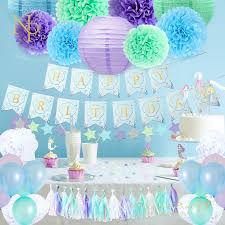 Sea birthday party ocean theme party party themes party decorations sea party ideas under the sea sea theme party. Including Mermaid Happy Birthday Banner Balloons Mermaid Tail Cake Toppers Mermaid Party Decoration Kit For Birthday Party Favors 62pcs Under The Sea Themed Party Supplies Home Kitchen Banners Adios Co Il