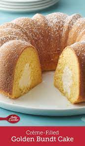 Creme Filled Golden Bundt Cake Recipe Cake Recipes Dessert Recipes Savoury Cake