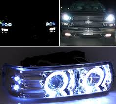 99 02 Chevy Silverado Tahoe Suburban Angel Eye Halo Led Projector Headlights Black Classic Trucks Chevy Suburban Chevrolet Tahoe