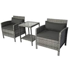 It's airy, comfortable to sit in and easy to move around thanks to its low weight. Garden Grey Open Shelf For Backyard Conversation Furniture Set With Glass Top Table Outsunny 3 Piece Patio Pe Rattan Wicker Coffee Bistro Set With Cushions Patio Patio Furniture Accessories Patio Lawn