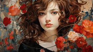 Mixed media. The lady with a rose🌹 uhuuubboson 4 ANETANLA Bauca PoDE