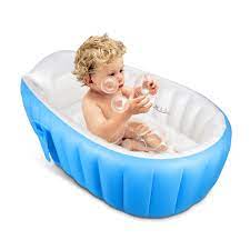 Parent assist tray helps to keep bath items nearby. Inflatable Baby Bathtub Iwilcs Portable Mini Air Swimming Pool Kid Infant Toddler Thick Foldable Shower Basin With Soft Cushion Central Seat Blue Buy Online In Dominica At Dominica Desertcart Com Productid 50615476