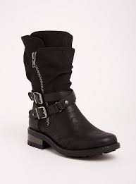 Strappy Slouch Moto Boots Wide Width Wide Calf Wide Boots Boots Women S Motorcycle Boots