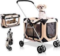 Pet Stroller, Fits 2 Cats, Small to Medium Dogs (Up to 45 Lbs), Detachable,  Soft-Sided Pet Carrier, Collapsible, Includes Plush Pillow
