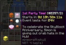 New Event Party Time Skyblock Anniversary Celebration Hypixel Minecraft Server And Maps