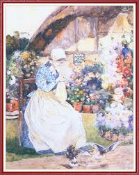 The woman sewing at the cottage by David Woodlock: History, Analysis &  Facts