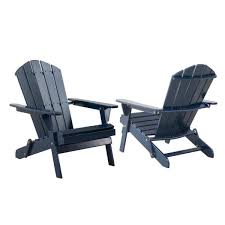 Hampton Bay Classic Midnight Navy Blue Folding Wooden Adirondack Chair 2 Pack A211030203 The Home Depot Wooden Adirondack Chairs Adirondack Chair Wood Adirondack Chairs