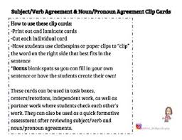 What makes pronoun to fit in lieu of noun is because pronoun can be used as a subject or direct and indirect object in a sentence. Subject And Verb Noun And Pronoun Agreement Clip Cards By Missbridgethegap