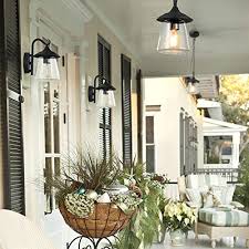 Hanging from an adjustable chain, the oil rubbed bronze compliments the seeded glass shade adding just the right amount of light anywhere you need in a stunning. Log Barn Outdoor Pendant Lights Porch Fixture In Painted Black Metal With Clear Bubbled Glass Globe Hanging Lantern Lamp For Gazebo Entry Yard Pricepulse