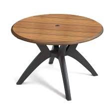 Teak is a very hard, densely grained wood with a high oil content. Grosfillex 42 In Round Molded Melamine Patio Dining Table Et T Distributors Inc