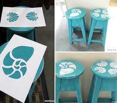 Add beautiful patterns to thrifted wooden bowls and add them as a diy decor to your home. Stencil Furniture Makeovers With A Coastal Nautical Ocean Theme Coastal Decor Ideas Interior Design Diy Shopping