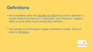 Definition Of Disability Under The Equality Act Ppt Download