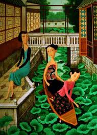 Shuai Mei China Born 1969 Lotus Fragrance Garden Chinese Folk Art Chinese Art Asian Art