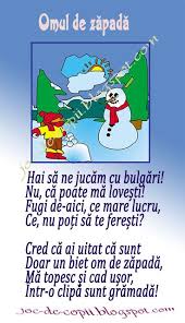 Actualizat de anidescoala.ro pe 1 martie 2015. Omul De ZÄƒpadÄƒ Poezie Education Home Activities Cartoon Animals