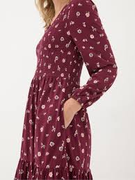 Danielle Dark Red Wild Ditsy Jersey Dress