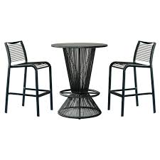 A burger and fries in a red plate and a bottle of soda. Waikiki 5 Piece Commercial Grade Indoor Outdoor Round Aluminium Top Bar Table Set Black