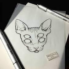 9.10 double eyed cat head tattoo. Four Eyes Art Drawings Art Sketches