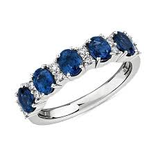 Sapphire And Diamond Five Stone Ring In 14k White Gold Blue Nile In 2020 Purple Stone Rings Diamond Sapphire Engagement Ring Best Engagement Rings