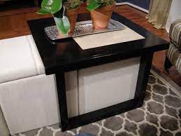 Try multipurpose coffee tables and ottomans: Build A Coffee Table To Fit Over Storage Ottomans Hgtv