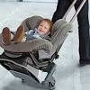 How to strap 1 or 2 car seats to a carry on luggage suitcase so you can wheel them through the airport easily. 1