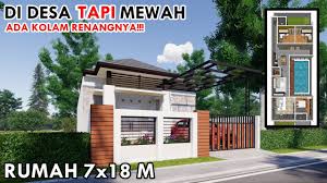 Desain Dan Denah Rumah Dengan Ukuran 7 X 18 M Terdapat 3 Kamar Dan Kolam Renang Keluarga Homeshabby Com Design Home Plans Home Decorating And Interior Design