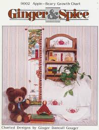 Apple Beary Growth Chart Counted Cross Stitch Pattern