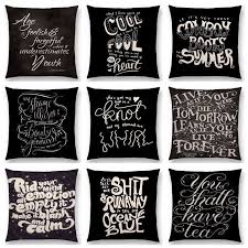Decorative pillows with word happy. Hot Sale Black White Decorative Letters Meaningful Saying Fool Love Words Interesting Short Sentences Cushion Sofa Throw Pillow Throw Pillows Sofa Throw Pillowscushion Sofa Aliexpress