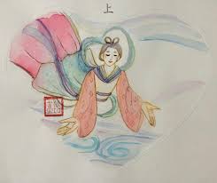 唐招提寺うちわまきのうちわ絵の奉献を 昨年に続きご依頼いただきました お納めする作品の一枚 天女 の絵です art picture tosyodaiji temple uchiwamaki nara illu zelda characters character princess zelda