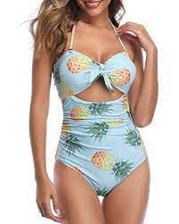 Tempt Me Women Cutout One Piece Swimsuits High Waisted Halter Front Tie Knot Tummy Control Bathing Su In 2021 Cutout Swimwear Tummy Control Bathing Suits Bathing Suits