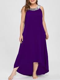 Plus Size Sequins Collar Sleeveless Maxi Dress